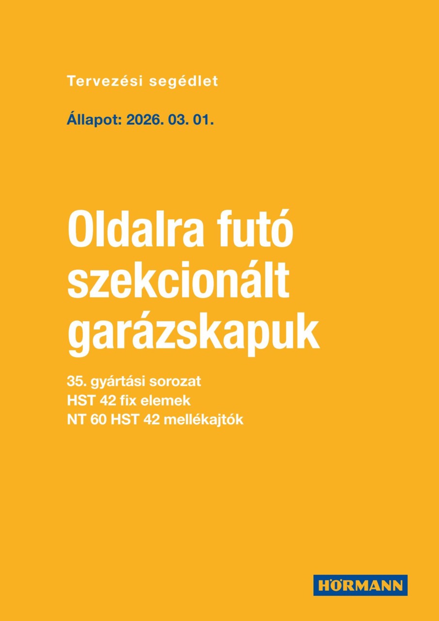 Oldalra futó szekcionált garázskapu - tervezői segédlet